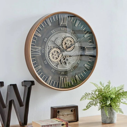 Vintage Bronze Gold Metal Wall Clock