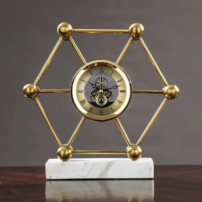 Hexagon Mantel Marble Clock