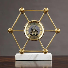 Hexagon Mantel Marble Clock