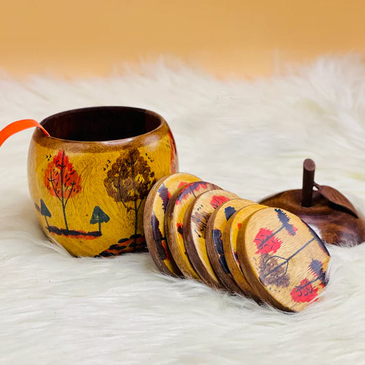 Apple Shaped Wooden Tea Coaster