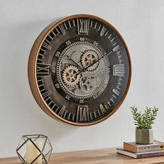 Vintage Bronze Gold Metal Wall Clock