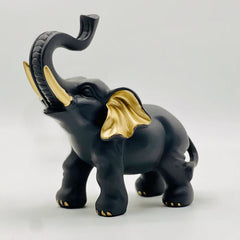 Resin Black Elephant Statue (Set Of 2)