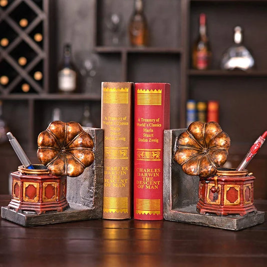 Retro Gramophone Magazine Bookend (Set Of 2)