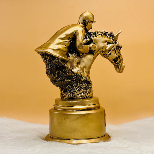 Race Horse and Jockey Rider Sculpture