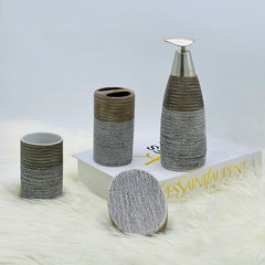 Self Textured Ceramic Bath Set (4 Pcs)