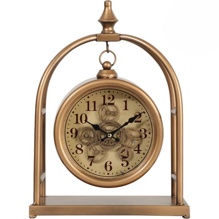 Exposed Gear Gold Table Clock