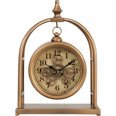 Exposed Gear Gold Table Clock