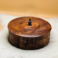 Wooden Carved Hotpot & Dry Fruit Box (2 in 1)