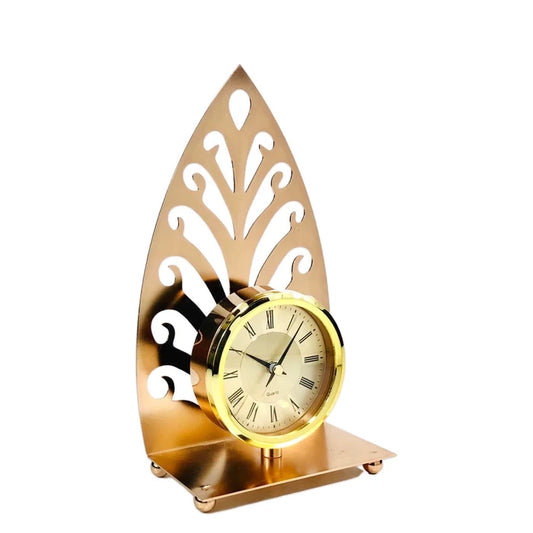 Metallic Golden Leaf Table Clock