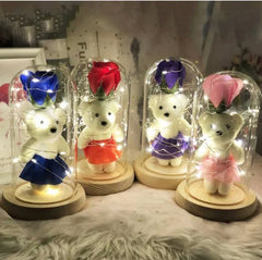 LED Eternal Teddy Bear Rose Decor