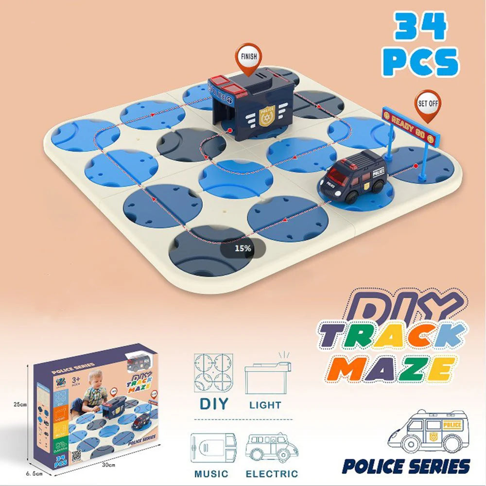 34Pcs DIY Maze Track Police Series