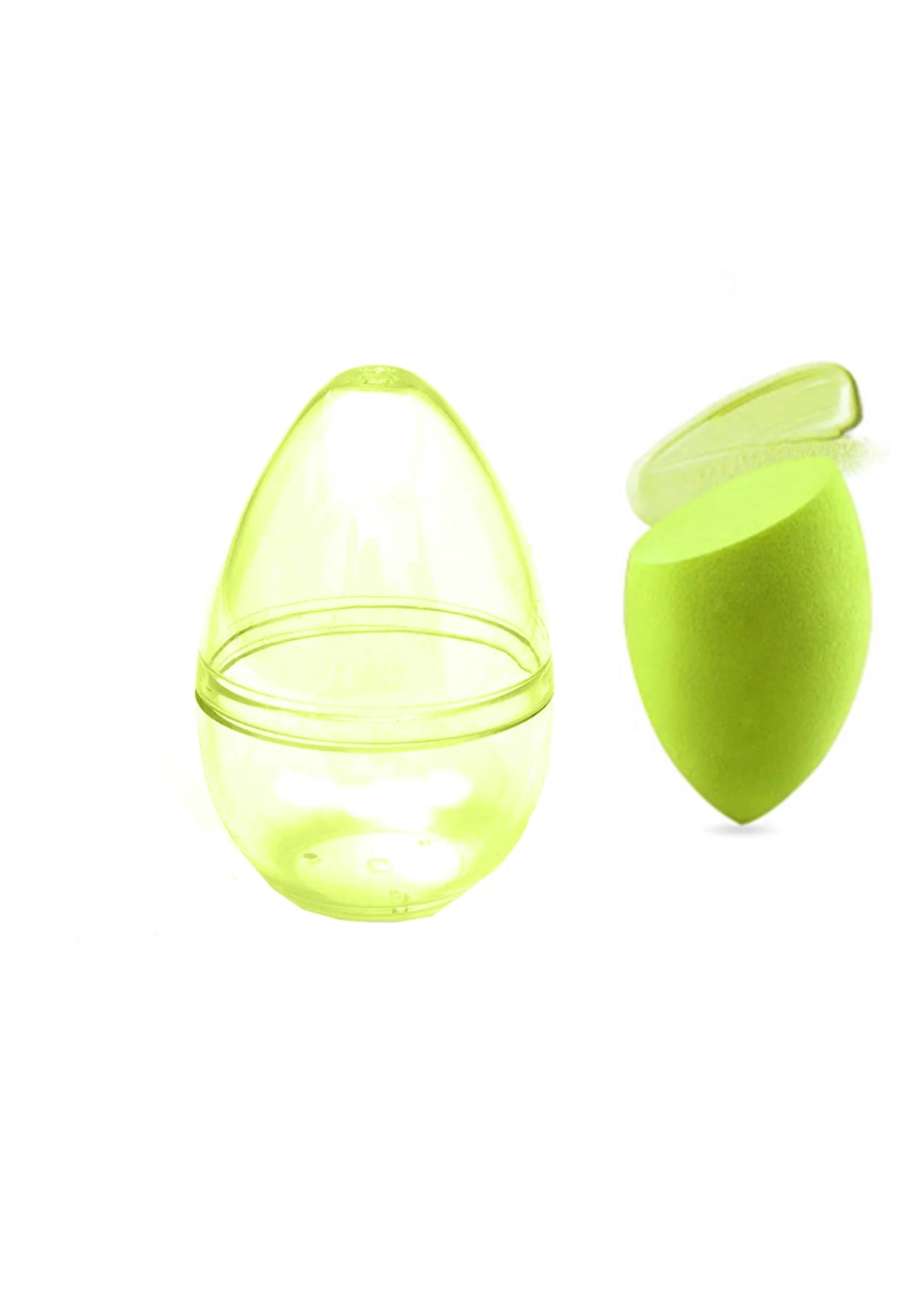 Slanted Makeup Sponge with Transparent Travel Case(Green)