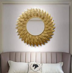 Exclusive Metal Leaf Mirror Wall Decor