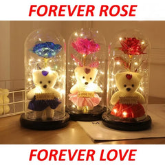 LED Eternal Teddy Bear Rose Decor