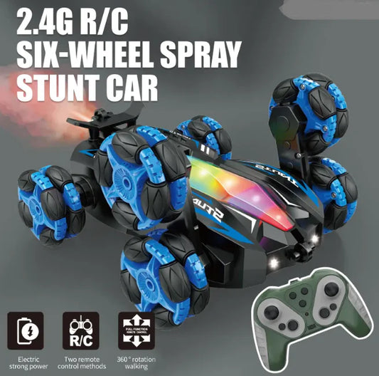 2.4GHz Remote & Watch Control 6 Wheels Stunt Spray Car