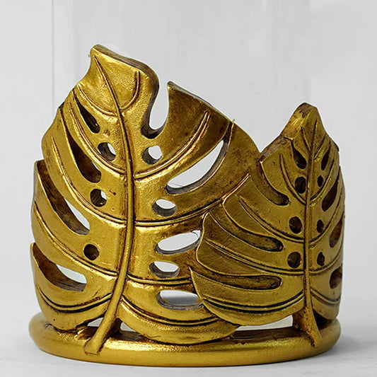 Golden Leaf Candle Holder