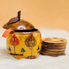 Apple Shaped Wooden Tea Coaster