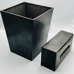 Leather Basket Tissue Box Set