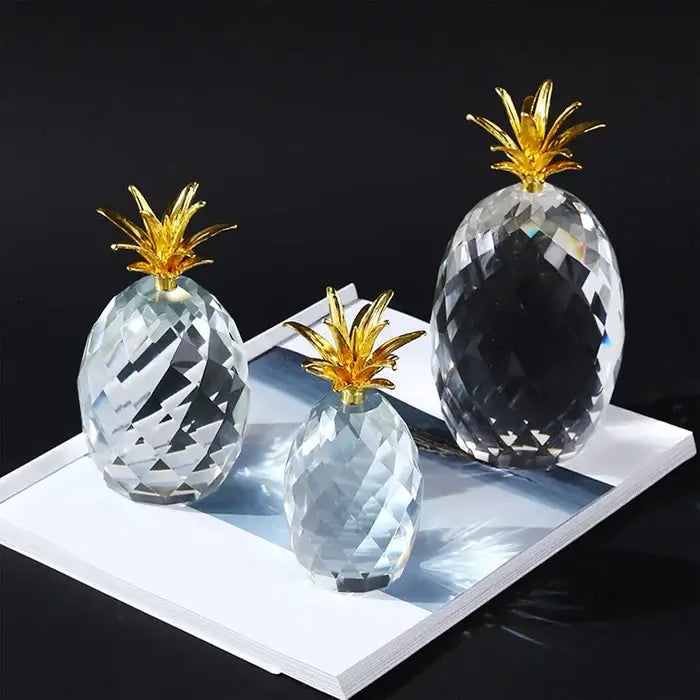 Elegant Crystal Pineapple Ornaments (Set Of 3)