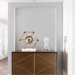 Hexagon Mantel Marble Clock