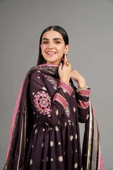 3 Piece - Printed Embroidered Suit - 42402064