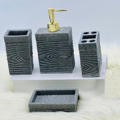 Cross Check” Grey Bath Accessories (Set Of 4)