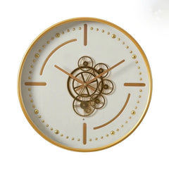 White and Golden Gears Wall Clock