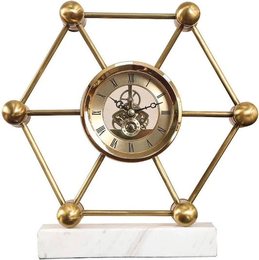 Hexagon Mantel Marble Clock