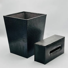 Leather Basket Tissue Box Set