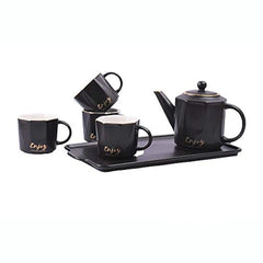 European Style China Teapot Cup with China Tray (6 Pcs)