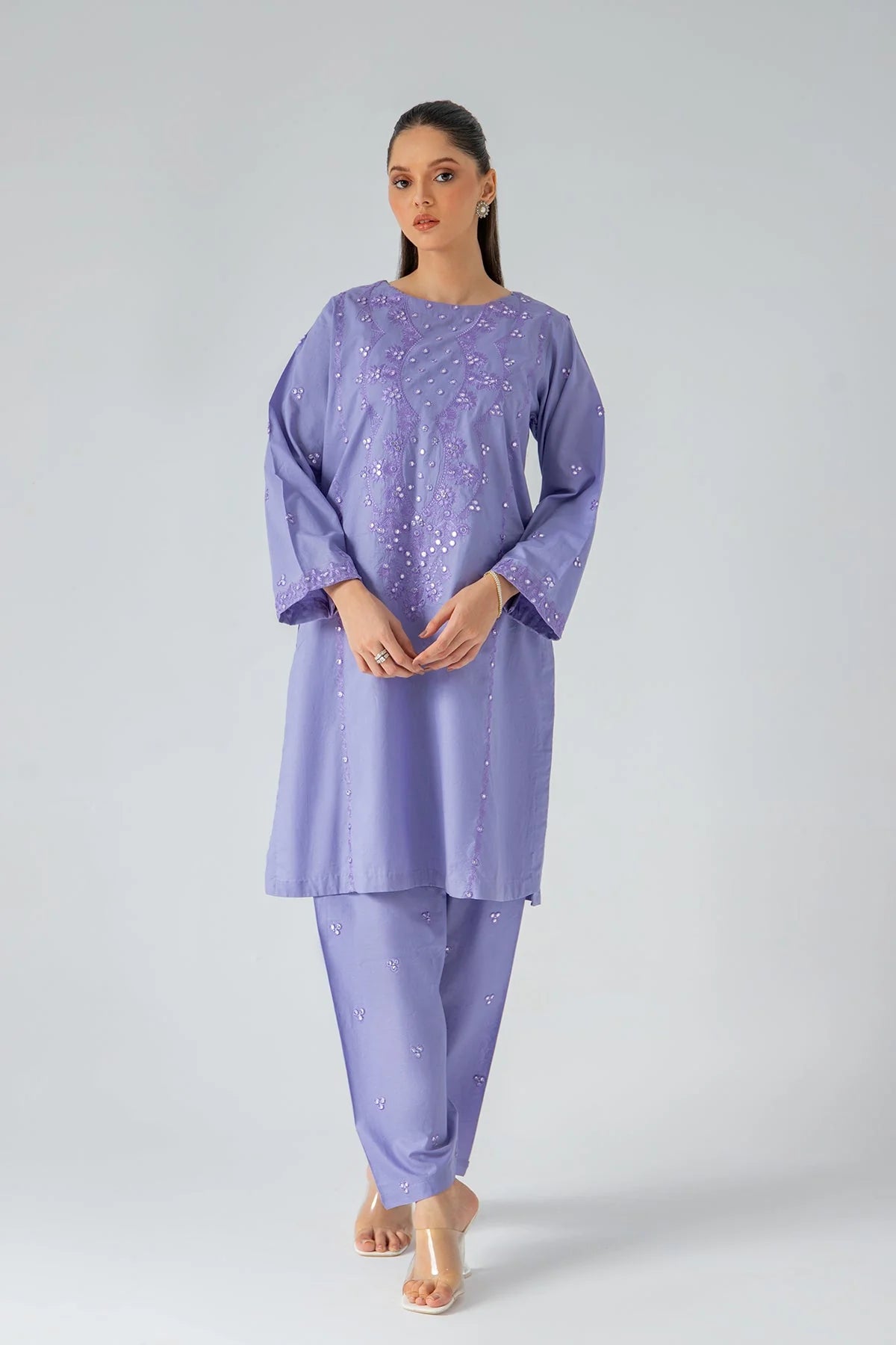 2-PC EMBROIDERED LAWN SHIRT WITH PLAIN TROUSER