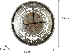 Nom-Ticking Wall Clock With Moving Gear