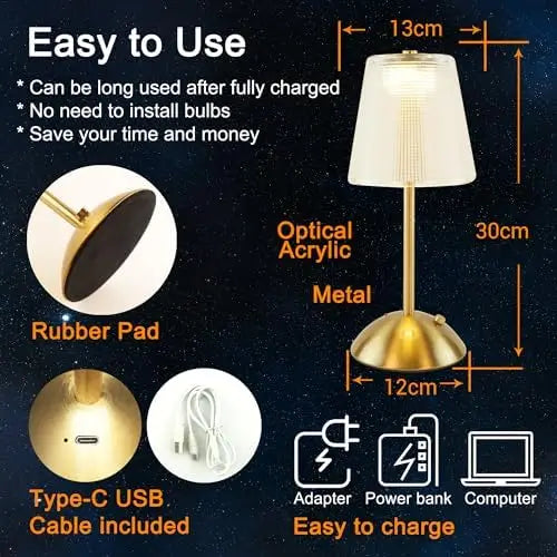 Bedside Crystal Table Lamp With Touch Control