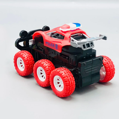 1Pc ABS Inertial Collision 6WD Police Car