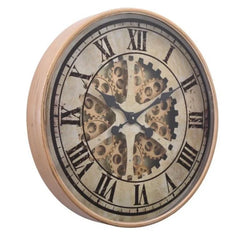 Ragnar Gold Round Exposed Moving Gear Wall Clock