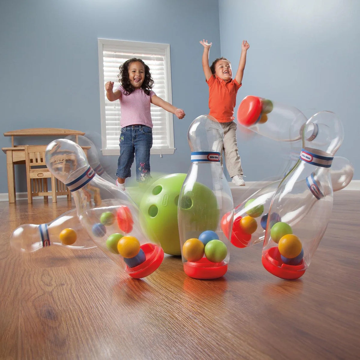 LED Bowling Set with 6 Clear Pins and Bowling Ball