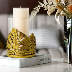 Golden Leaf Candle Holder