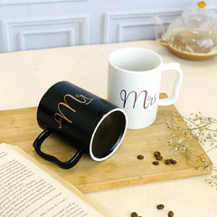 Ceramic Mr & Mrs Mugs Set With Stand