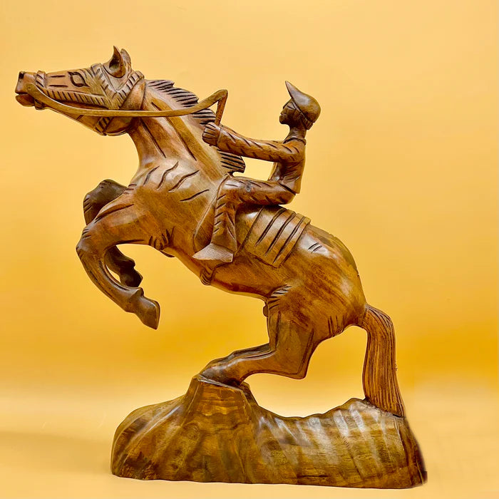 Jointless Sheesham Wood Sculpture Horse