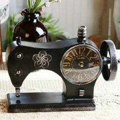 Retro Metal Sewing Machine Table Clock