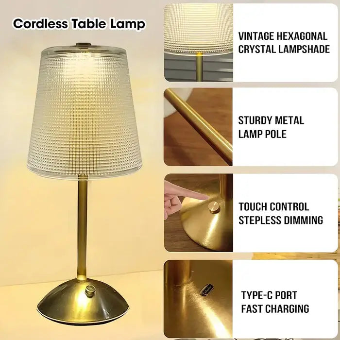 Bedside Crystal Table Lamp With Touch Control