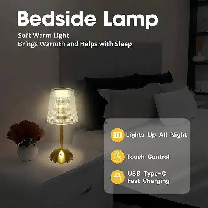 Bedside Crystal Table Lamp With Touch Control