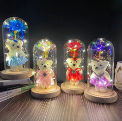 LED Eternal Teddy Bear Rose Decor