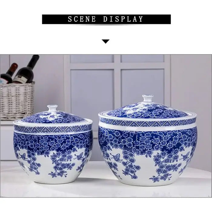 Decorative Blue Texture Temple Jar