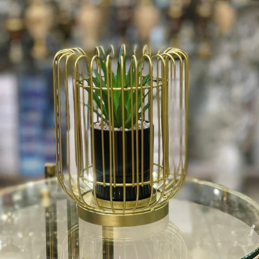 Metal Cage With Ceramic Vase