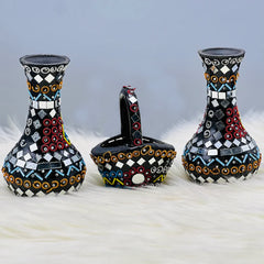 Mirror Beads Oriental Vase Basket Set