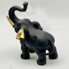 Resin Black Elephant Statue (Set Of 2)