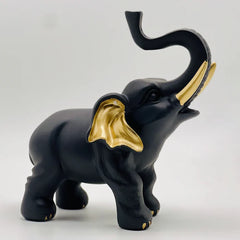 Resin Black Elephant Statue (Set Of 2)