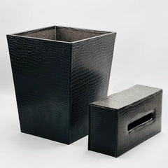 Leather Basket Tissue Box Set