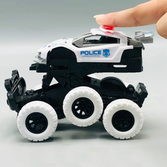 1Pc ABS Inertial Collision 6WD Police Car